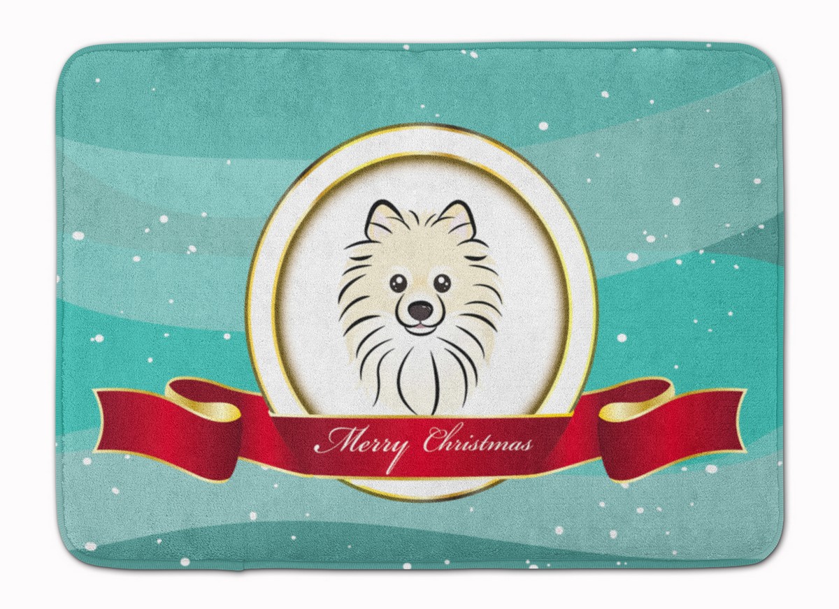 Pomeranian Merry Christmas Machine Washable Memory Foam Mat