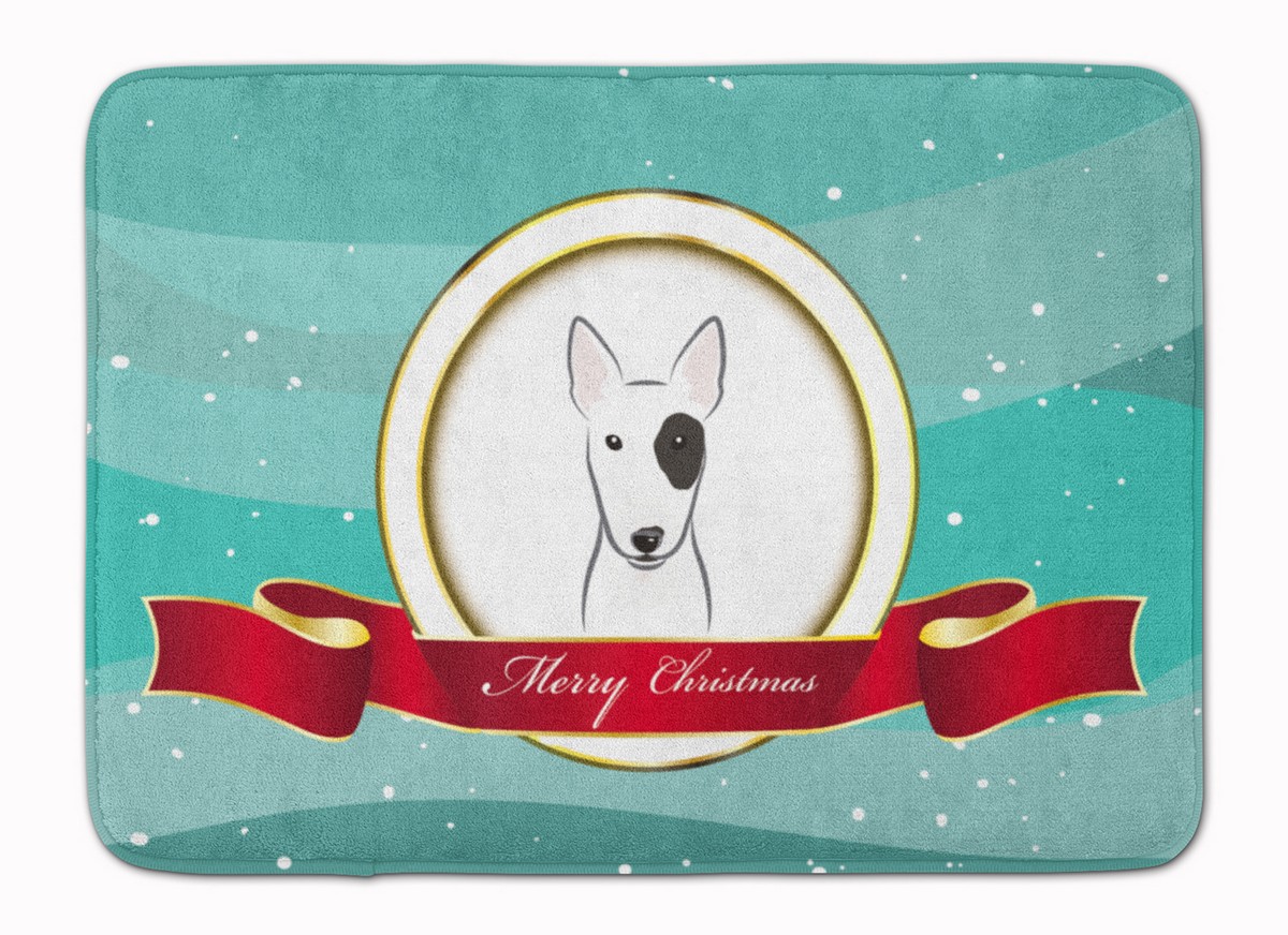 BB1519RUG Bull Terrier Merry Christmas Machine Washable Memory Foam Mat
