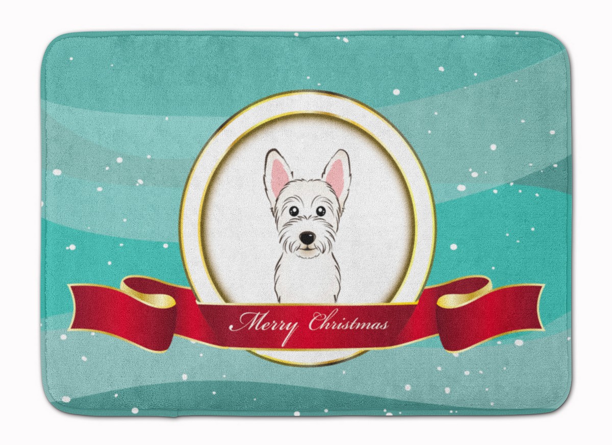 BB1536RUG Westie Merry Christmas Machine Washable Memory Foam Mat