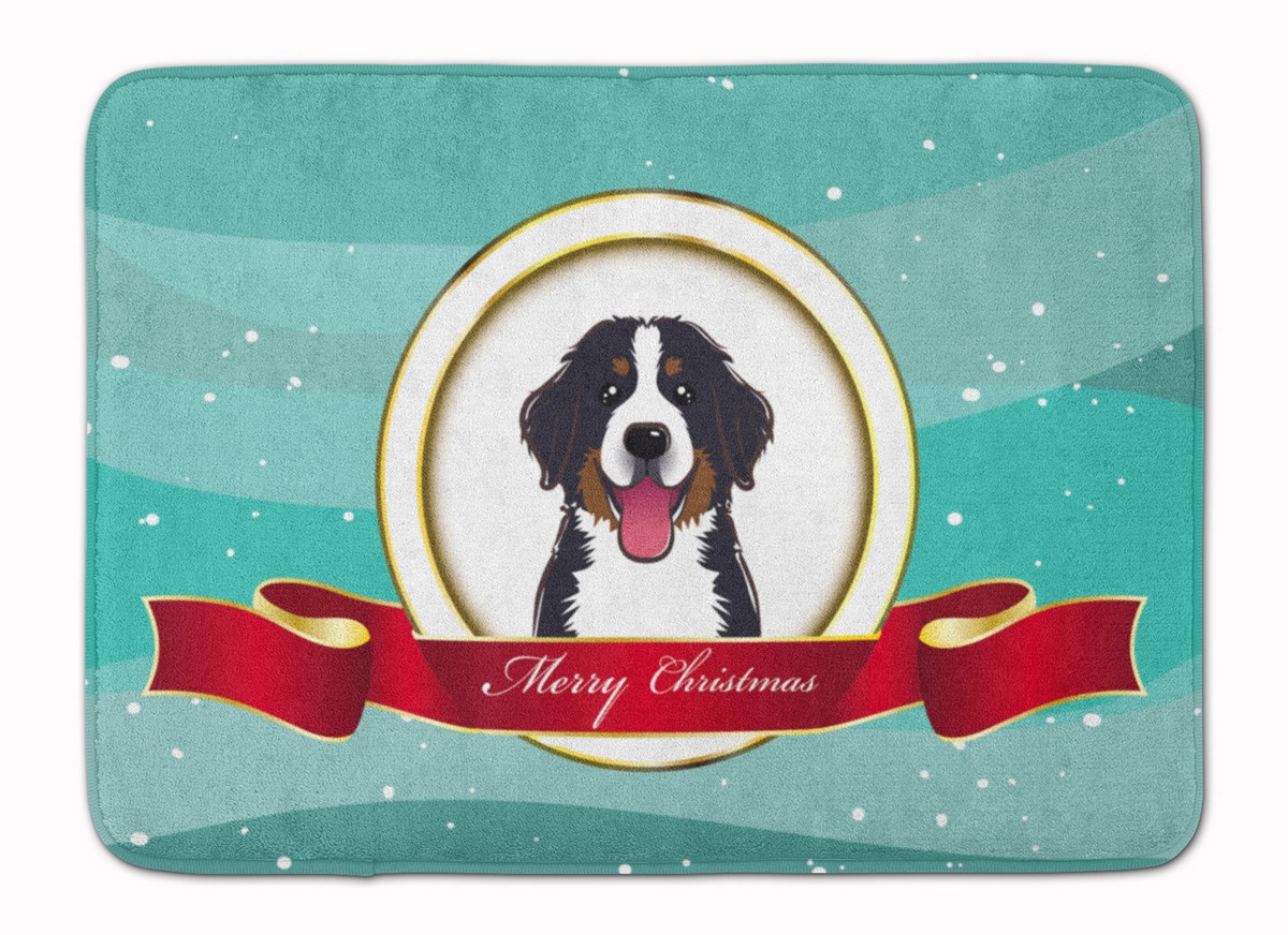 Bernese Mountain Dog Merry Christmas Machine Washable Memory Foam Mat