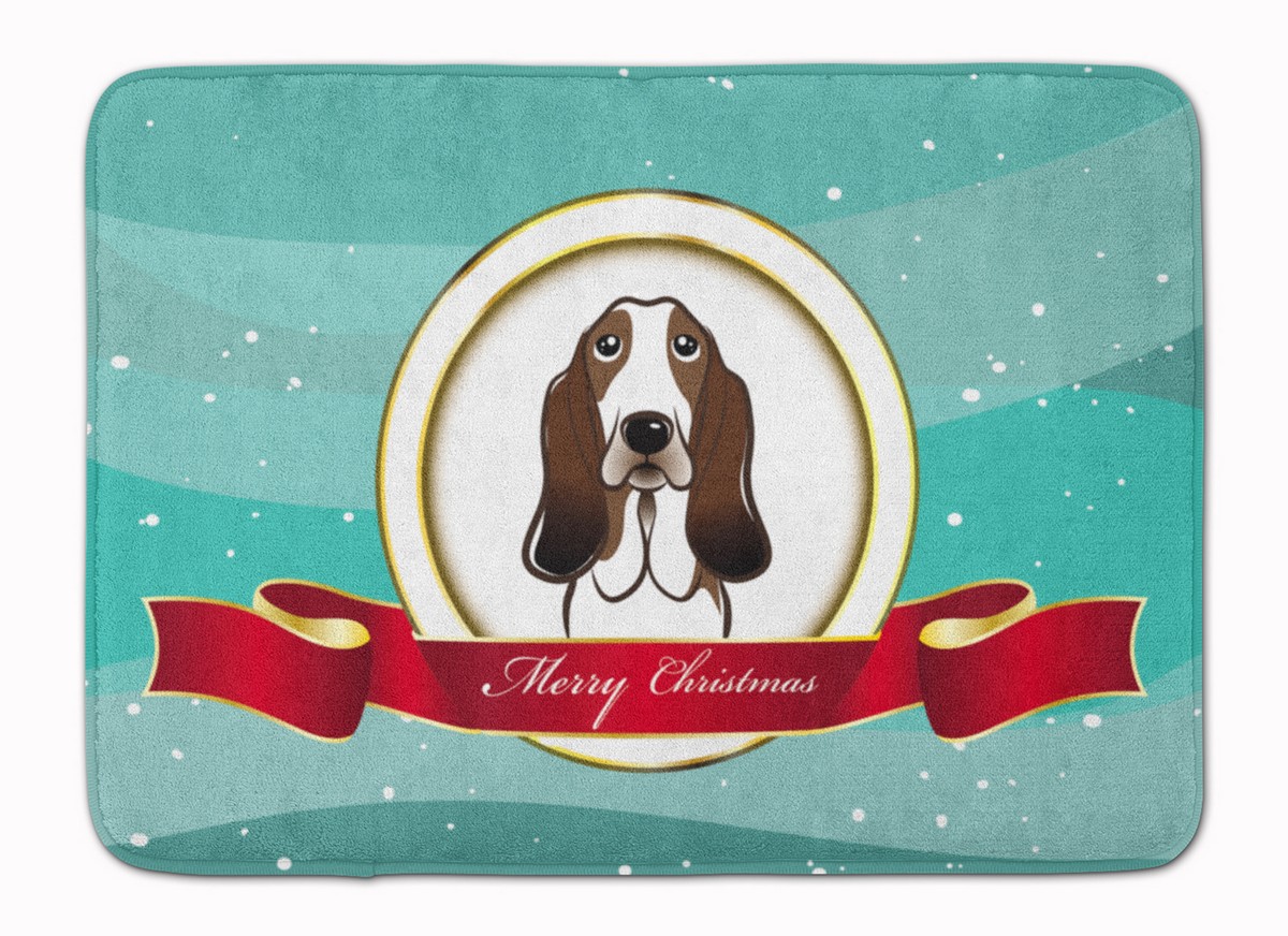 Basset Hound Merry Christmas Machine Washable Memory Foam Mat