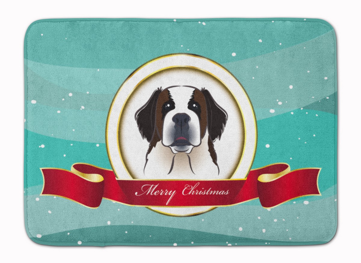 BB1556RUG Saint Bernard Merry Christmas Machine Washable Memory Foam Mat