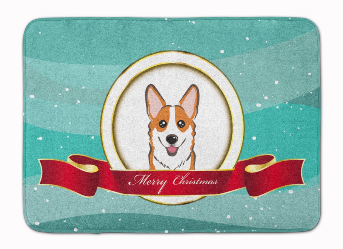 BB1564RUG Red Corgi Merry Christmas Machine Washable Memory Foam Mat