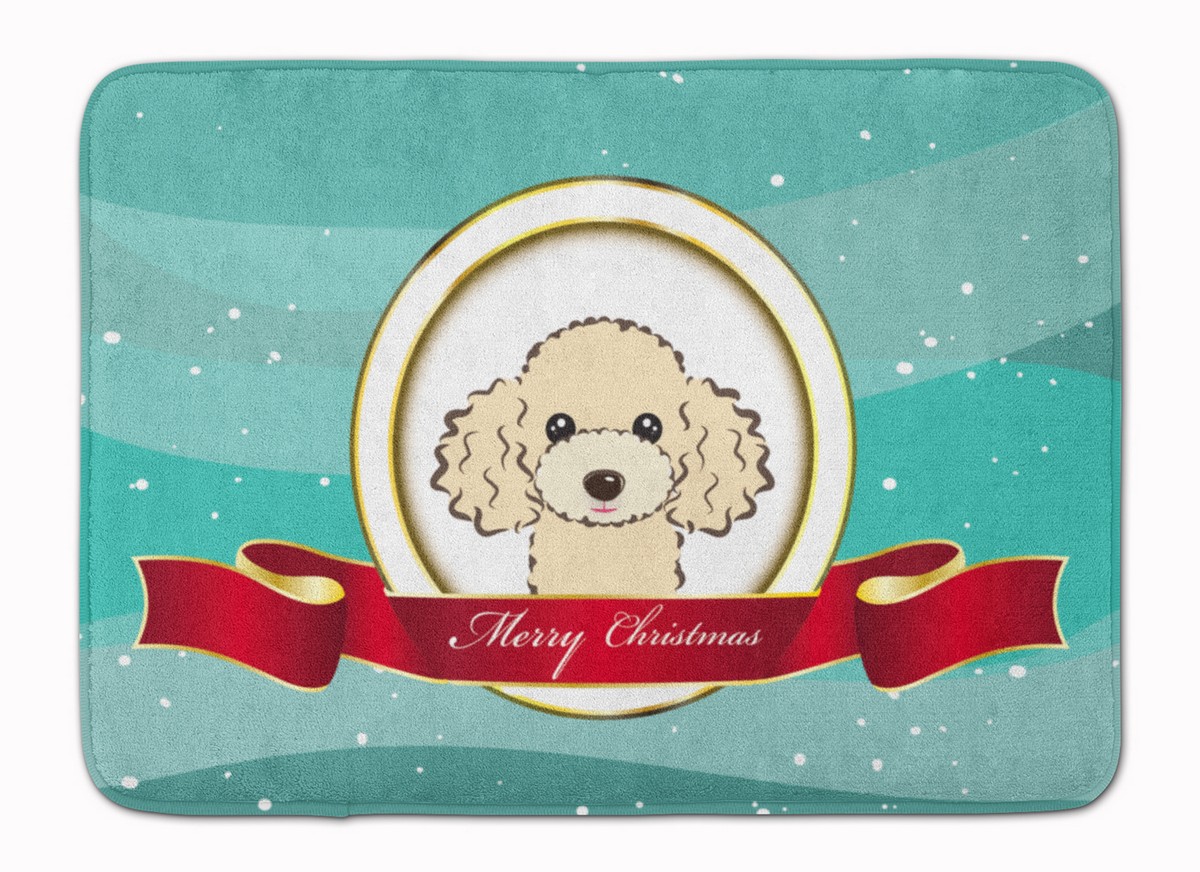 BB1568RUG Buff Poodle Merry Christmas Machine Washable Memory Foam Mat