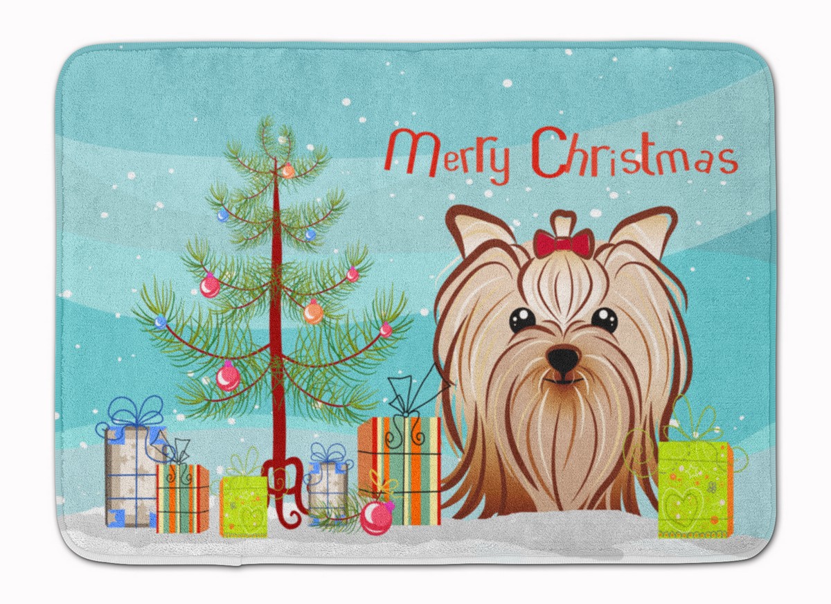 Christmas Yorkie Yorkishire Terrier Machine Washable Memory Foam Mat