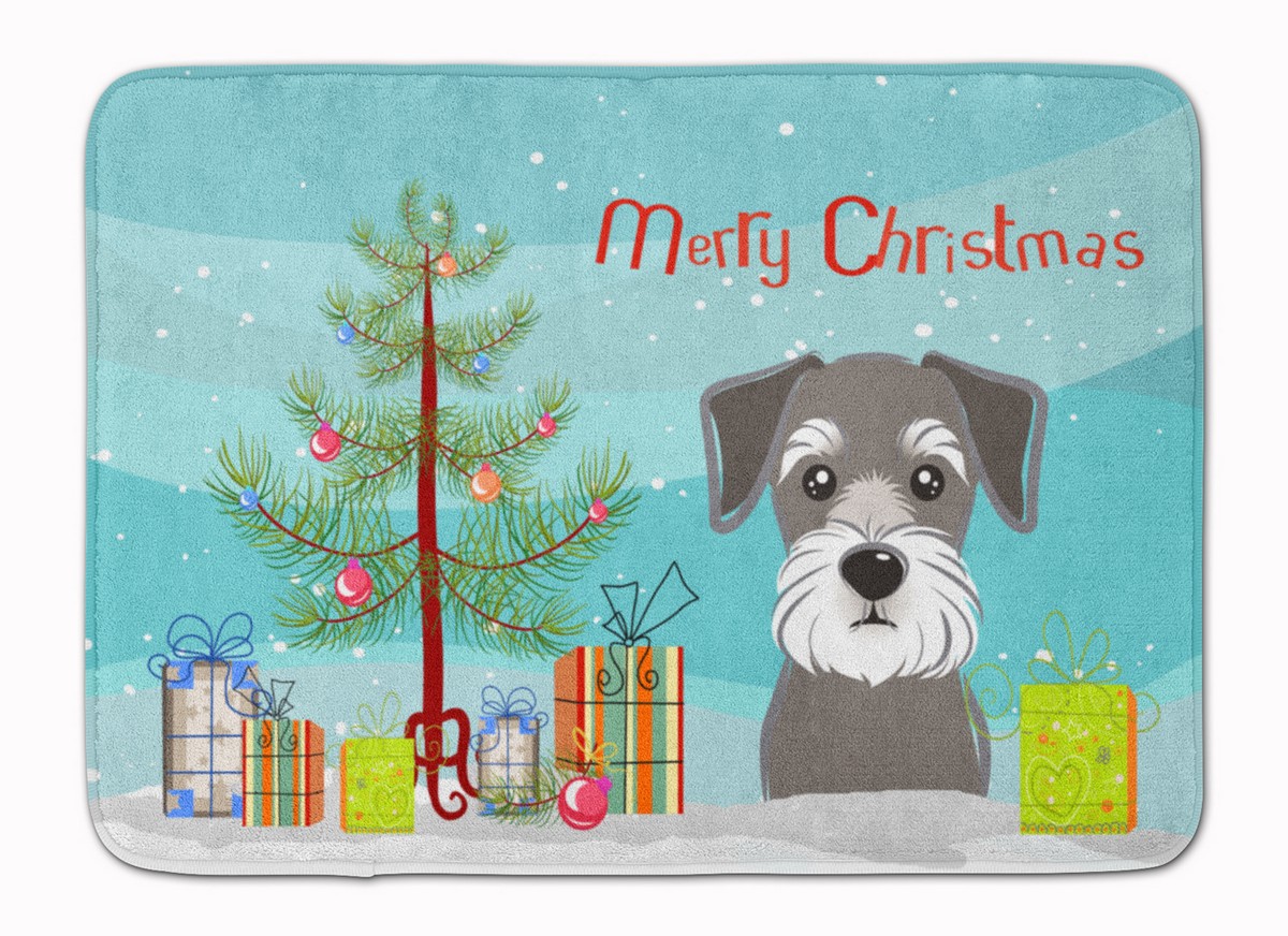 BB1578RUG Christmas Tree & Schnauzer Machine Washable Memory Foam Mat