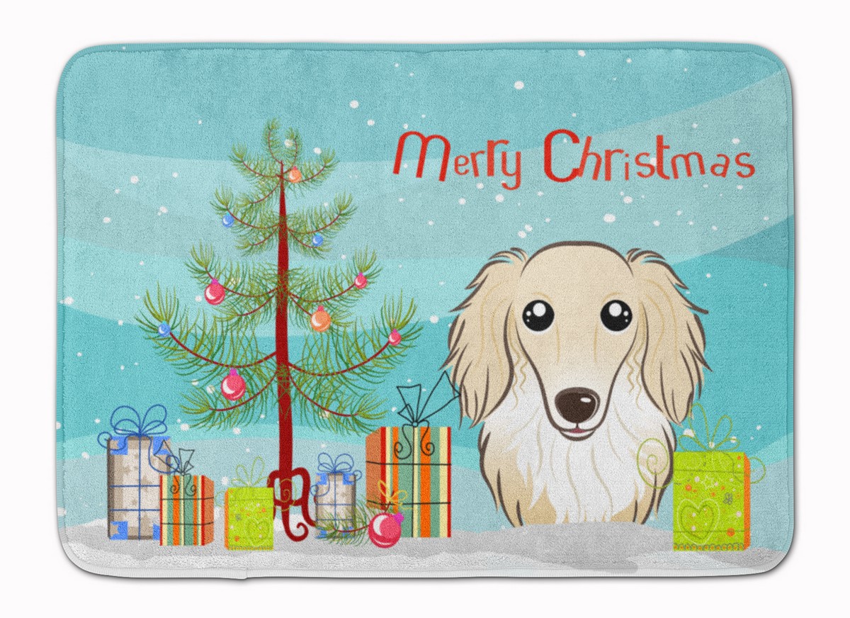 Christmas & Longhair Creme Dachshund Machine Washable Memory Foam Mat