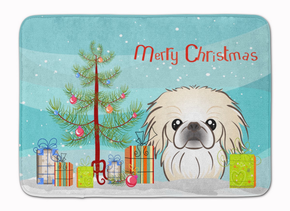 BB1593RUG Christmas Tree & Pekingese Machine Washable Memory Foam Mat