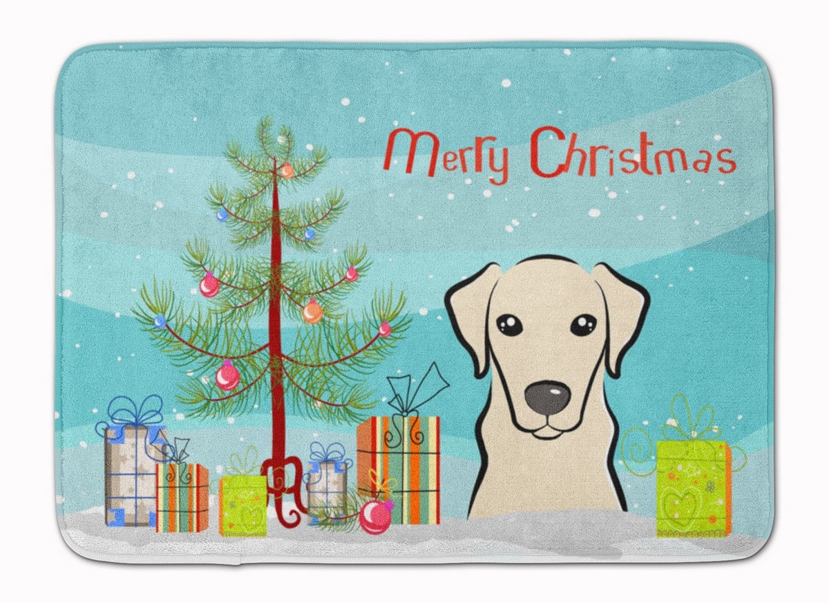 BB1594RUG Christmas Tree & Yellow Labrador Machine Washable Memory Foam Mat