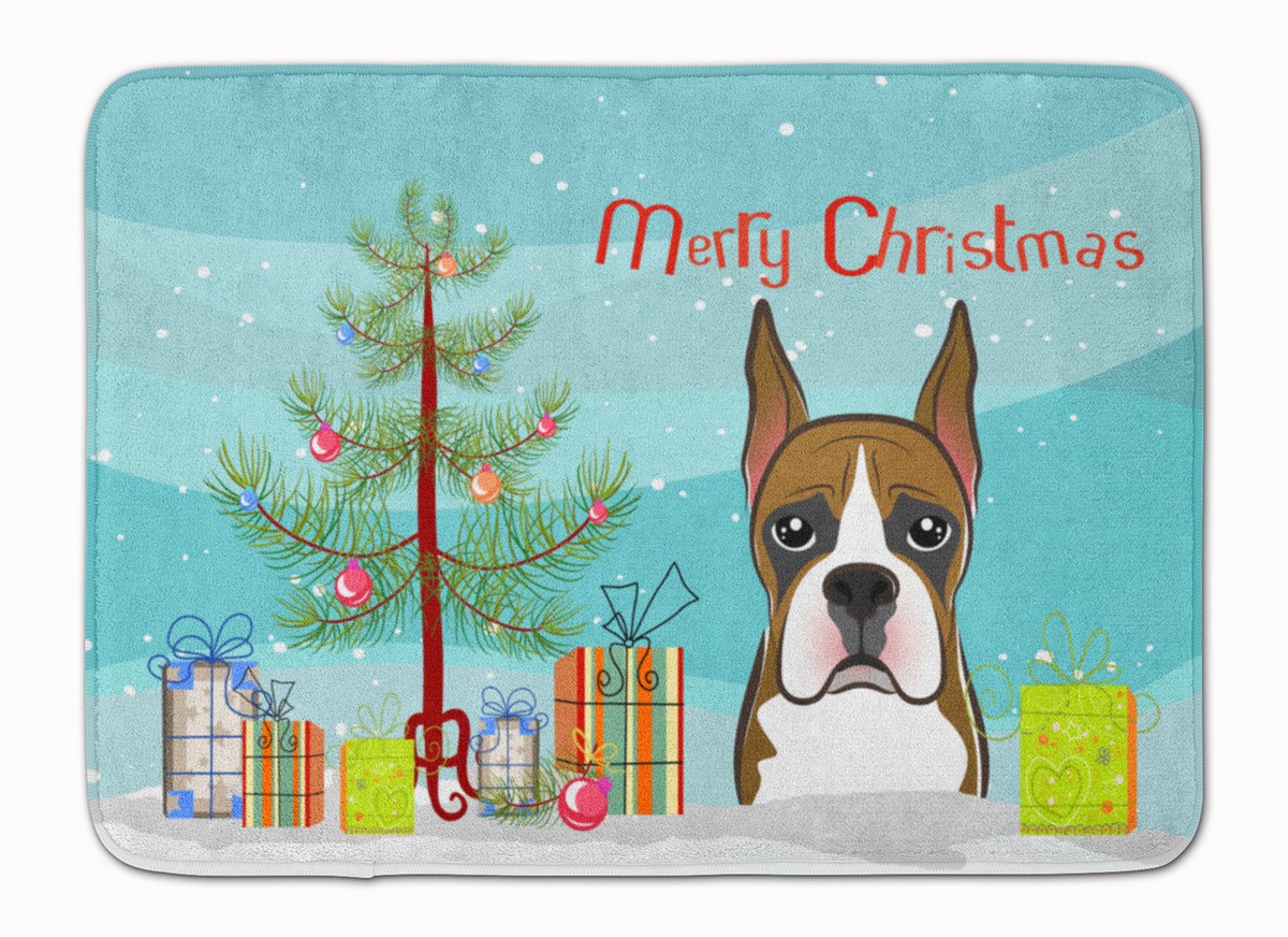 BB1595RUG Christmas Tree & Boxer Machine Washable Memory Foam Mat