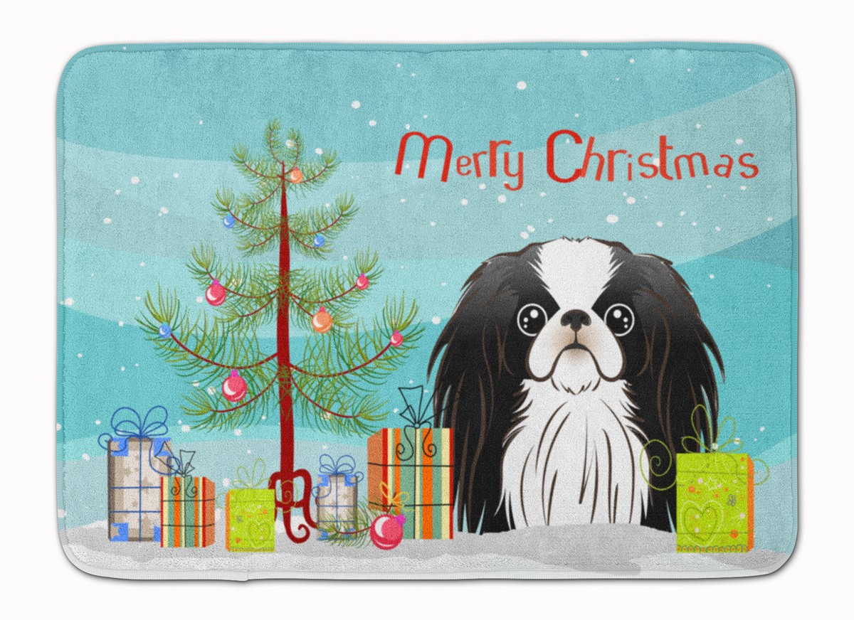BB1602RUG Christmas Tree & Japanese Chin Machine Washable Memory Foam Mat