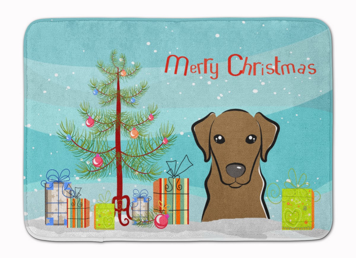 BB1606RUG Christmas Tree & Chocolate Labrador Machine Washable Memory Foam Mat