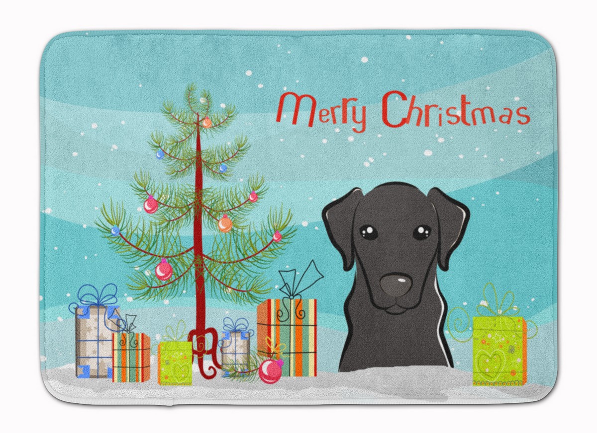 BB1607RUG Christmas Tree & Black Labrador Machine Washable Memory Foam Mat