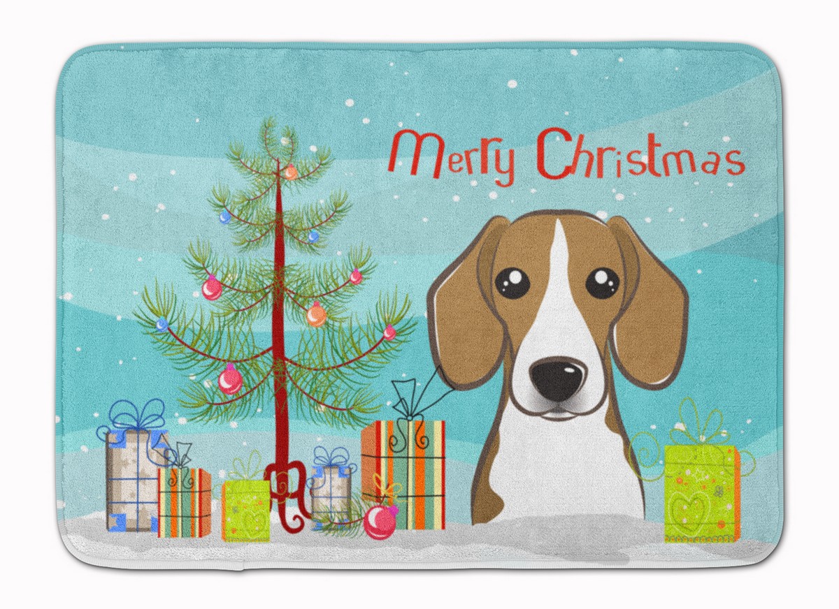 BB1611RUG Christmas Tree & Beagle Machine Washable Memory Foam Mat