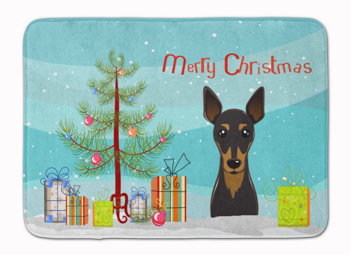 BB1612RUG Christmas Tree & Min Pin Machine Washable Memory Foam Mat
