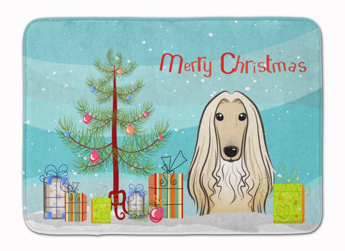 BB1616RUG Christmas Tree & Afghan Hound Machine Washable Memory Foam Mat