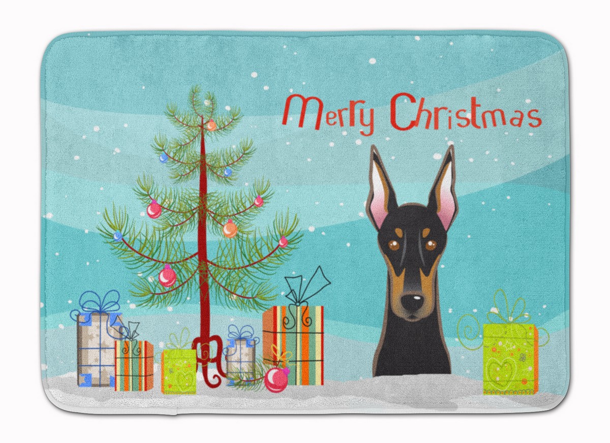 BB1617RUG Christmas Tree & Doberman Machine Washable Memory Foam Mat