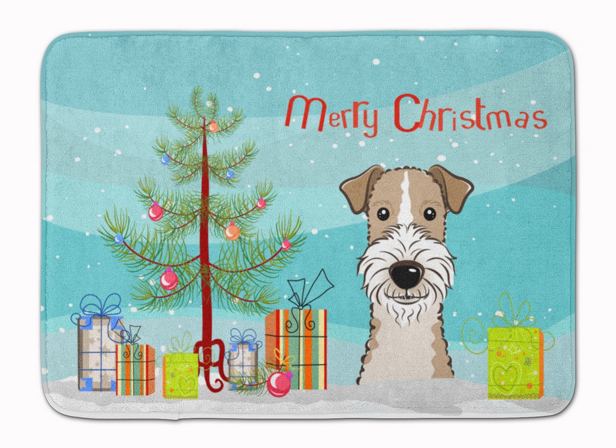 BB1619RUG Christmas Tree Wire Hair Fox Terrier Machine Washable Memory Foam Mat