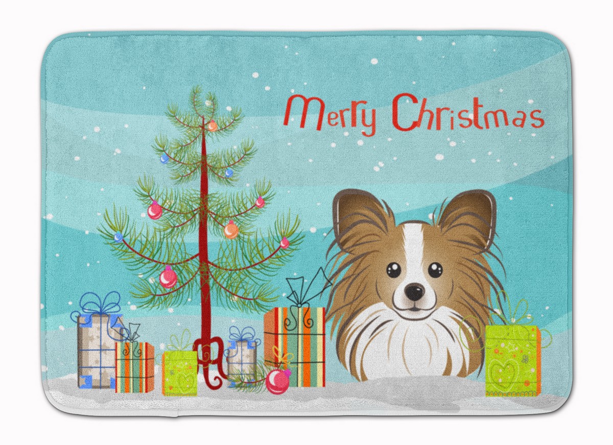 BB1620RUG Christmas Tree & Papillon Machine Washable Memory Foam Mat