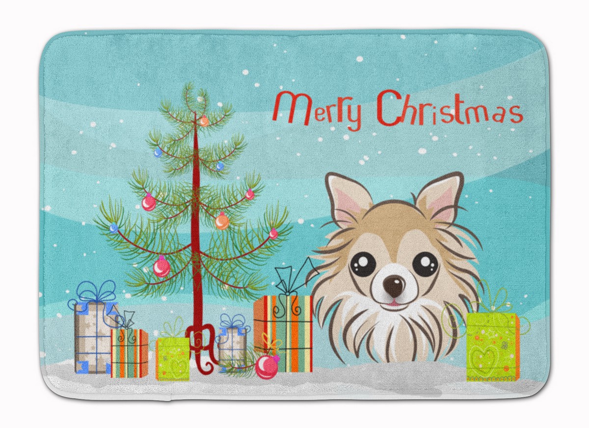 BB1623RUG Christmas Tree & Chihuahua Machine Washable Memory Foam Mat