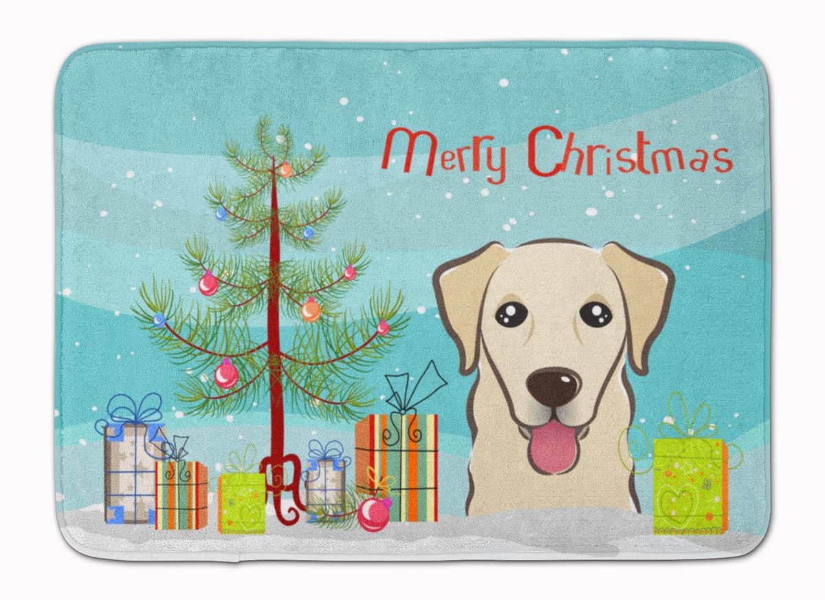 BB1624RUG Christmas Tree & Golden Retriever Machine Washable Memory Foam Mat