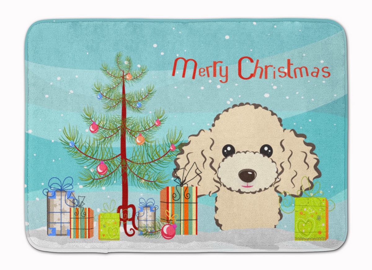 BB1630RUG Christmas Tree & Buff Poodle Machine Washable Memory Foam Mat
