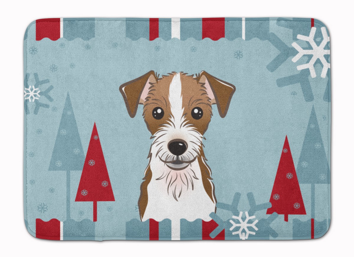 BB1698RUG Winter Holiday Jack Russell Terrier Machine Washable Memory Foam Mat