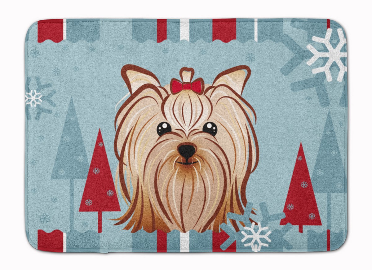 Winter Yorkie Yorkishire Terrier Machine Washable Memory Foam Mat