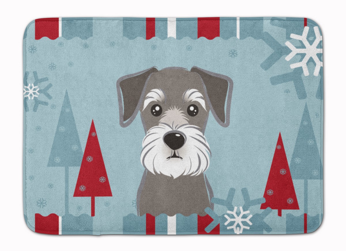 BB1702RUG Winter Holiday Schnauzer Machine Washable Memory Foam Mat