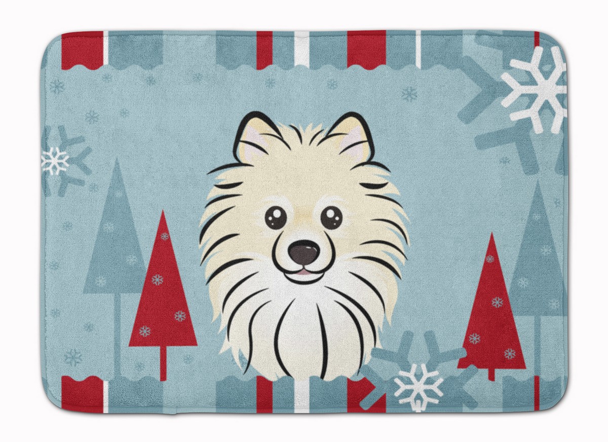 BB1703RUG Winter Holiday Pomeranian Machine Washable Memory Foam Mat