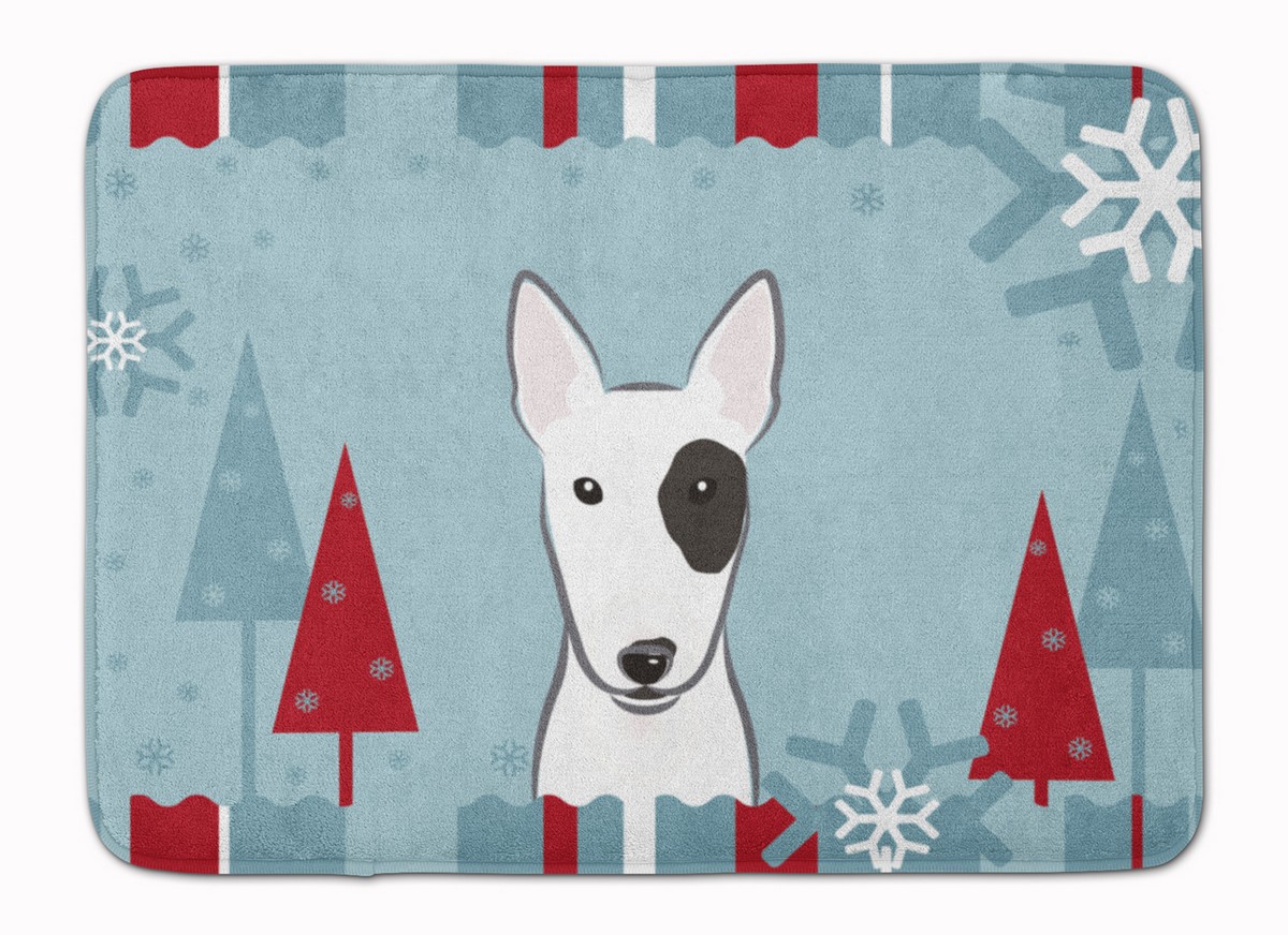 BB1705RUG Winter Holiday Bull Terrier Machine Washable Memory Foam Mat