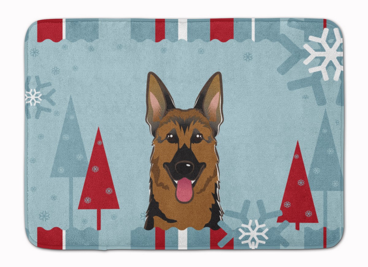BB1707RUG Winter Holiday German Shepherd Machine Washable Memory Foam Mat