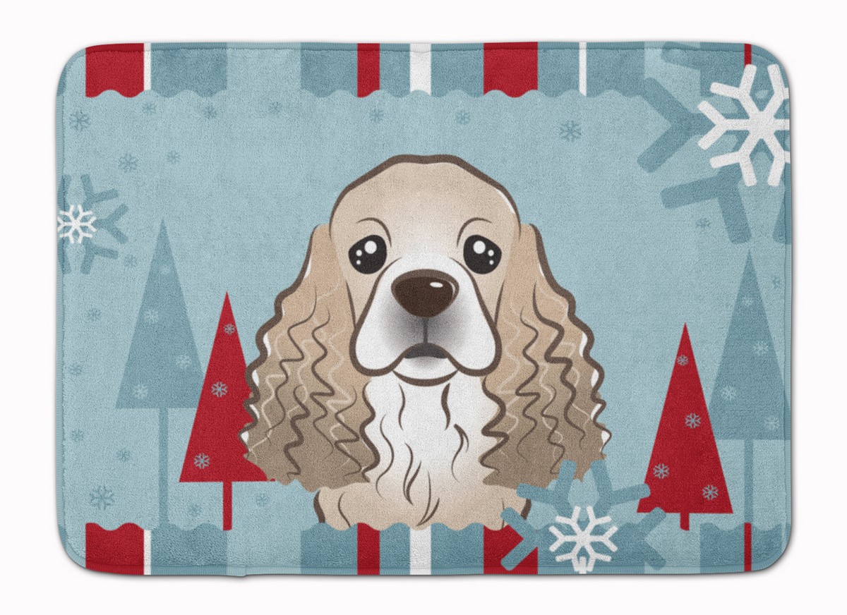 BB1712RUG Winter Holiday Cocker Spaniel Machine Washable Memory Foam Mat