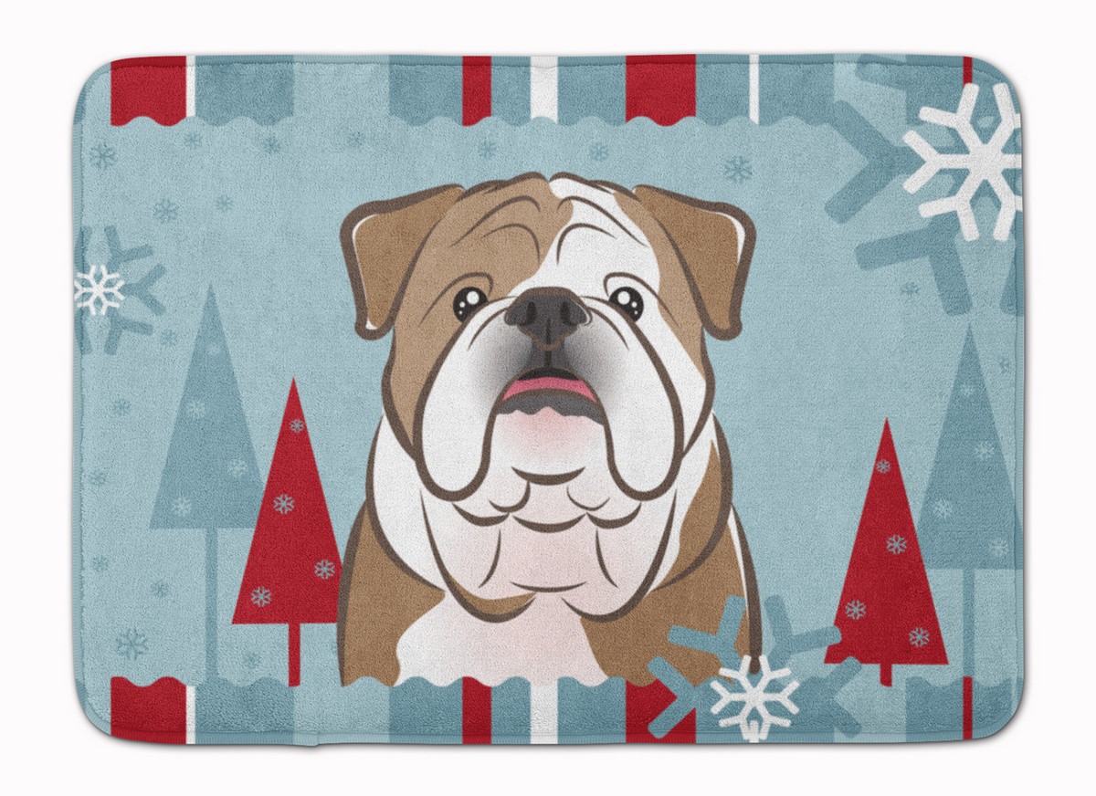 Winter Holiday English Bulldog Machine Washable Memory Foam Mat