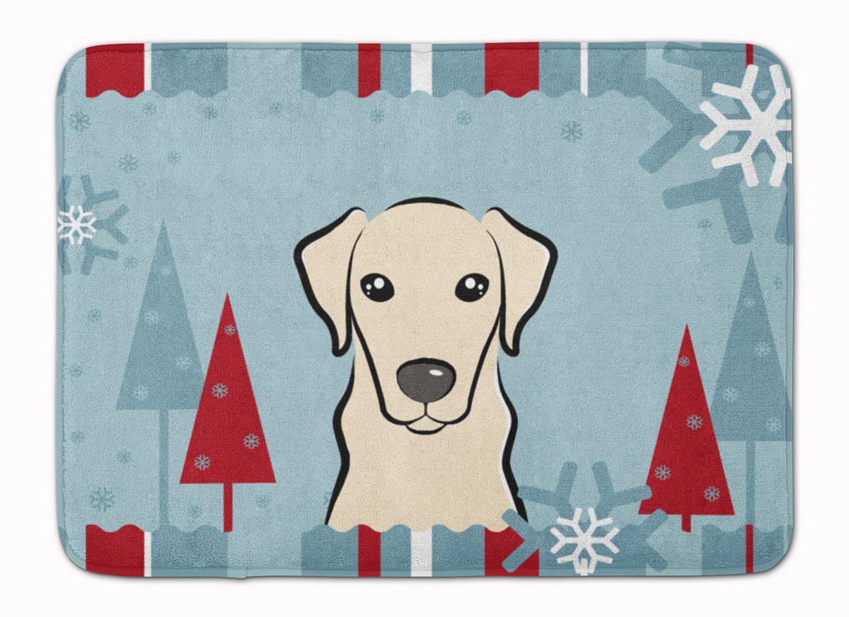 BB1718RUG Winter Holiday Yellow Labrador Machine Washable Memory Foam Mat