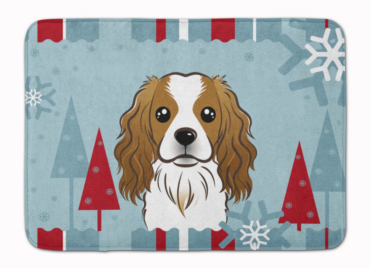 BB1720RUG Winter Holiday Cavalier Spaniel Machine Washable Memory Foam Mat