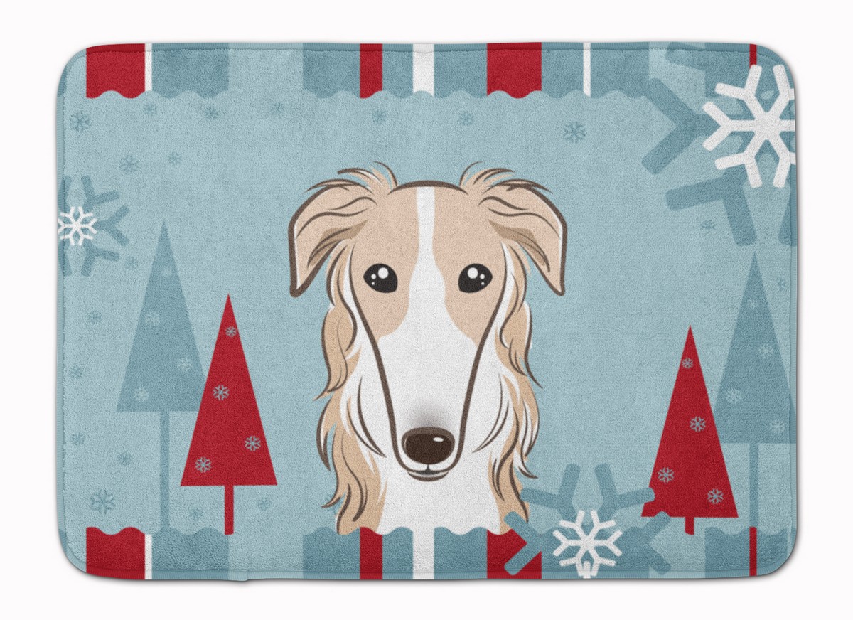 BB1724RUG Winter Holiday Borzoi Machine Washable Memory Foam Mat