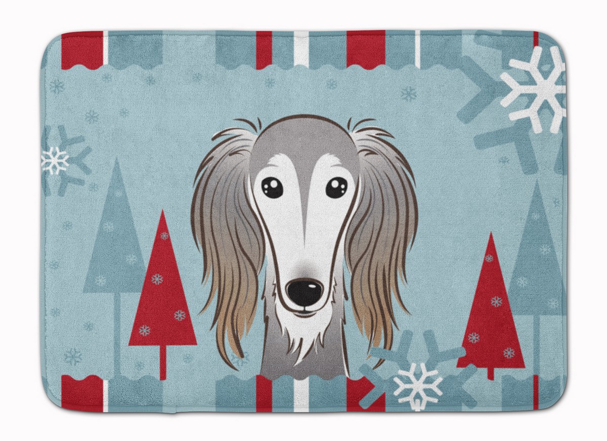 BB1725RUG Winter Holiday Saluki Machine Washable Memory Foam Mat