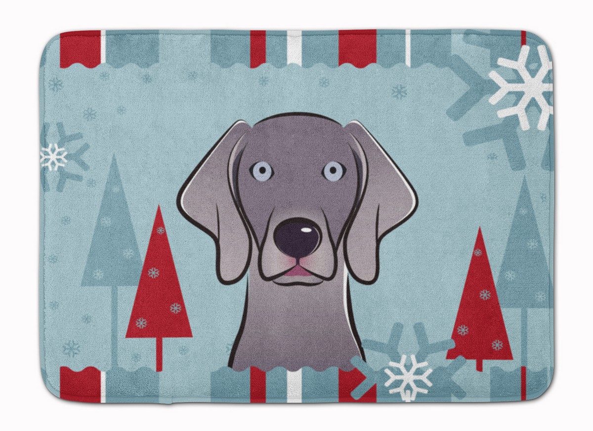 Winter Holiday Weimaraner Machine Washable Memory Foam Mat