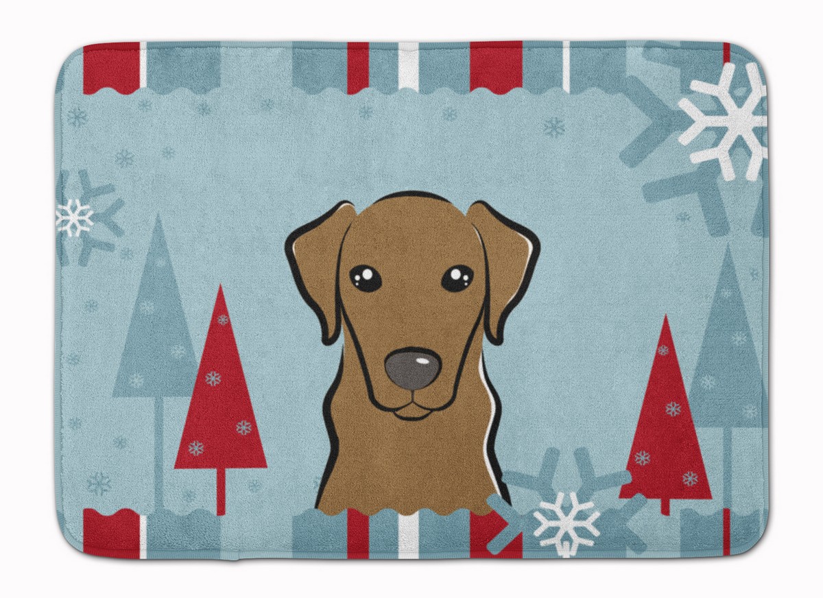 BB1730RUG Winter Holiday Chocolate Labrador Machine Washable Memory Foam Mat