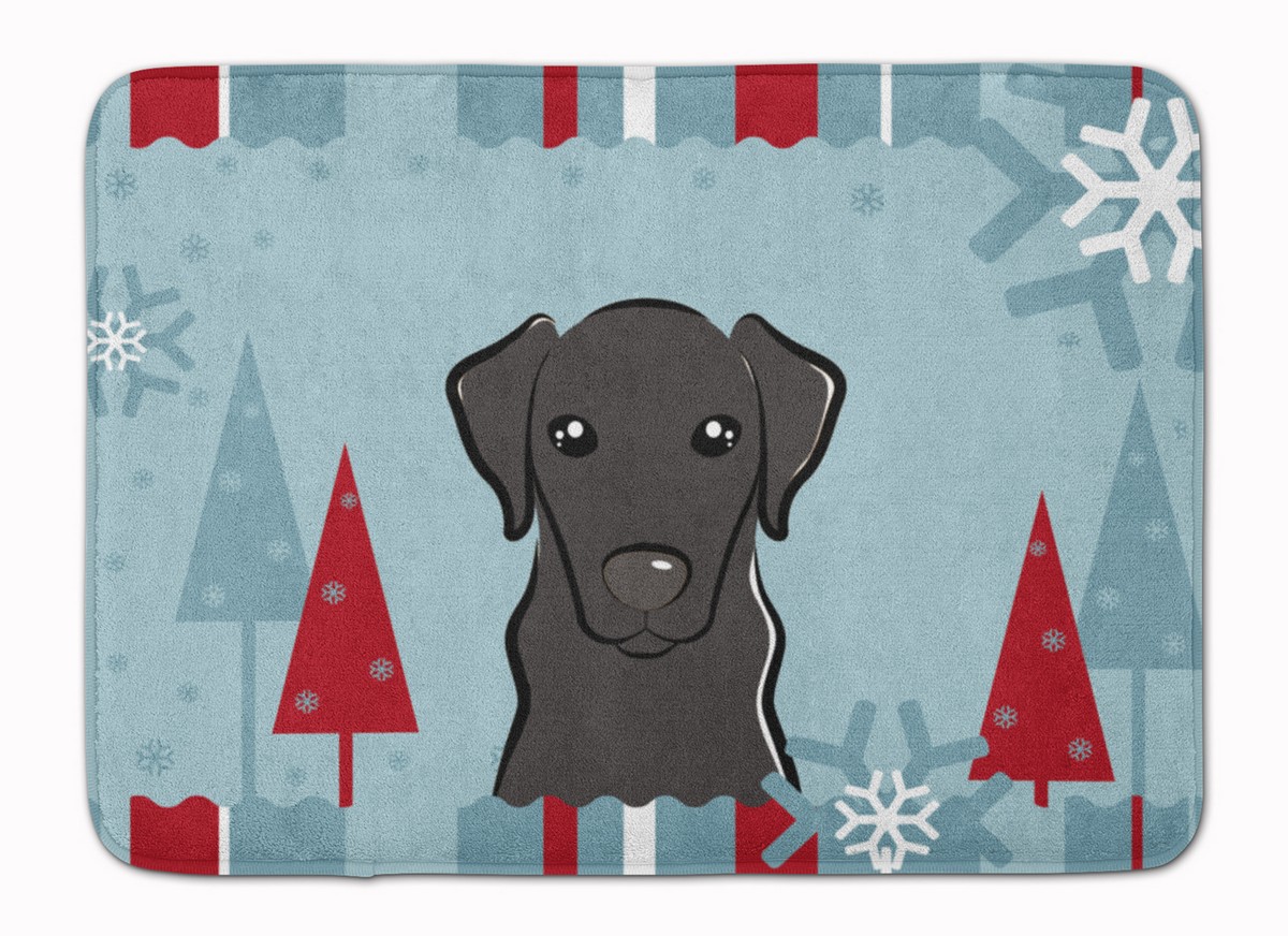 BB1731RUG Winter Holiday Black Labrador Machine Washable Memory Foam Mat