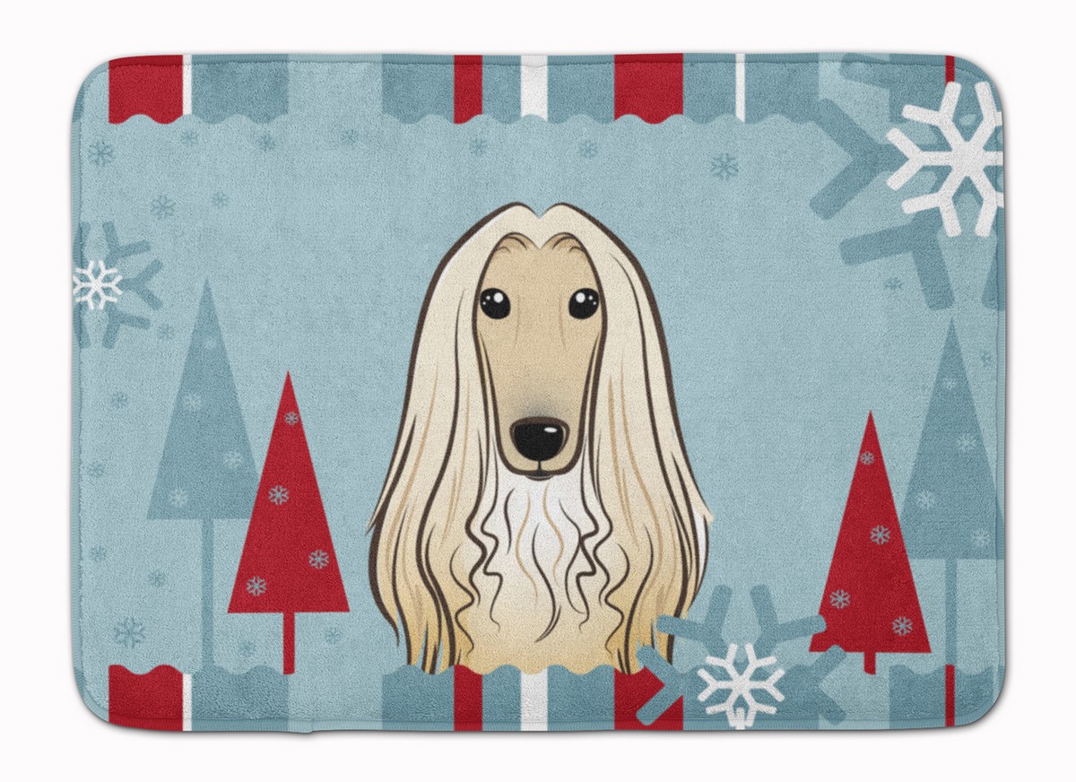 BB1740RUG Winter Holiday Afghan Hound Machine Washable Memory Foam Mat