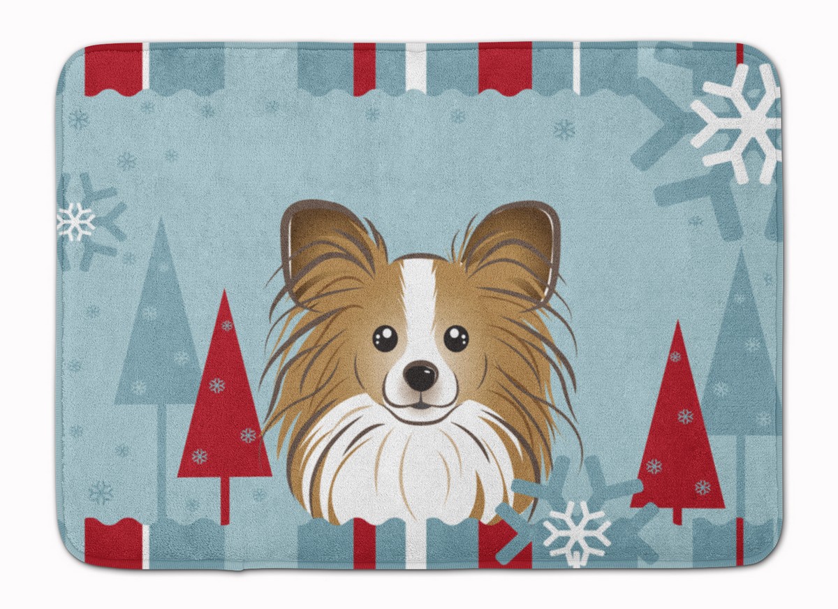 BB1744RUG Winter Holiday Papillon Machine Washable Memory Foam Mat