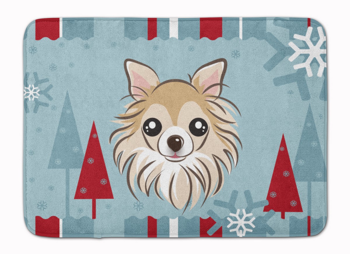 Winter Holiday Chihuahua Machine Washable Memory Foam Mat