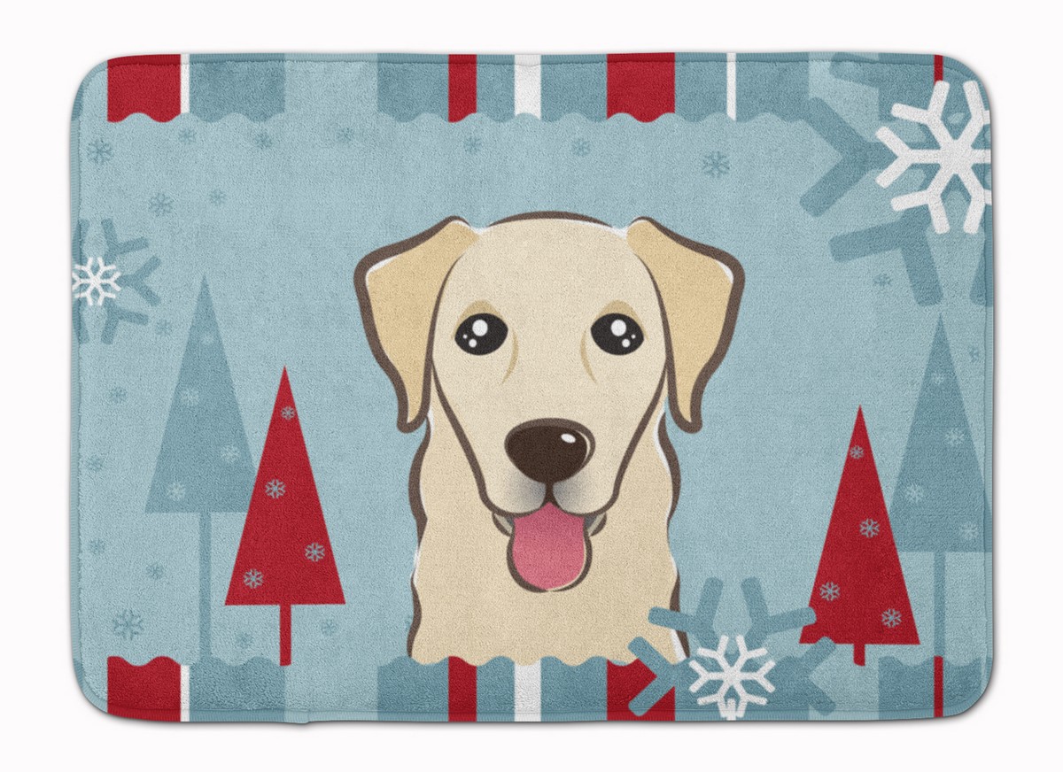 Winter Holiday Golden Retriever Machine Washable Memory Foam Mat