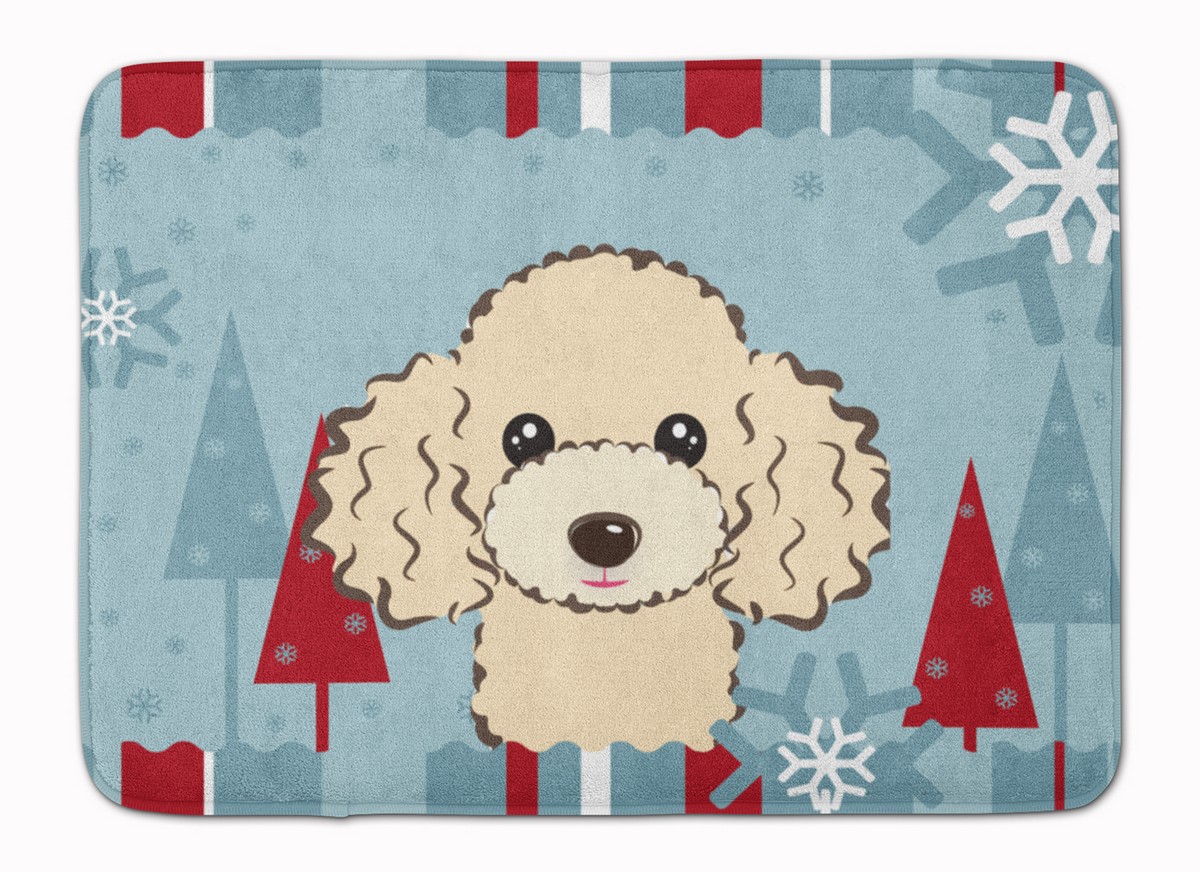 BB1754RUG Winter Holiday Buff Poodle Machine Washable Memory Foam Mat