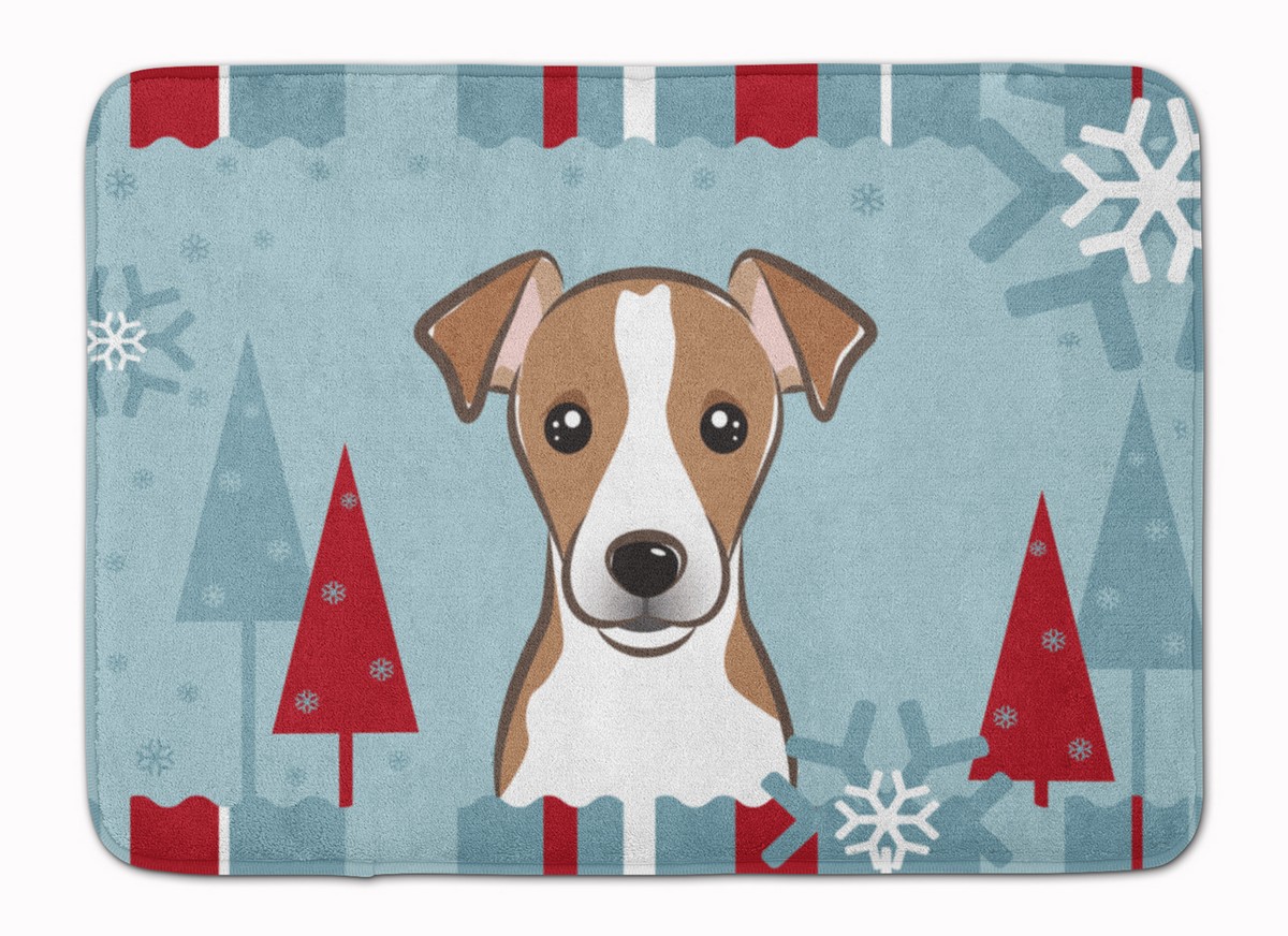 BB1756RUG Winter Holiday Jack Russell Terrier Machine Washable Memory Foam Mat