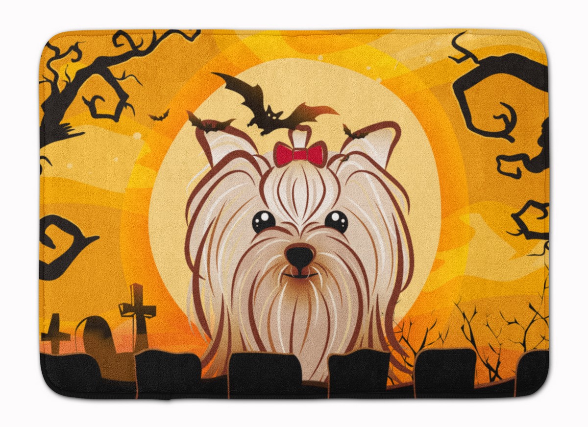 Halloween Yorkie Yorkishire Terrier Machine Washable Memory Foam Mat
