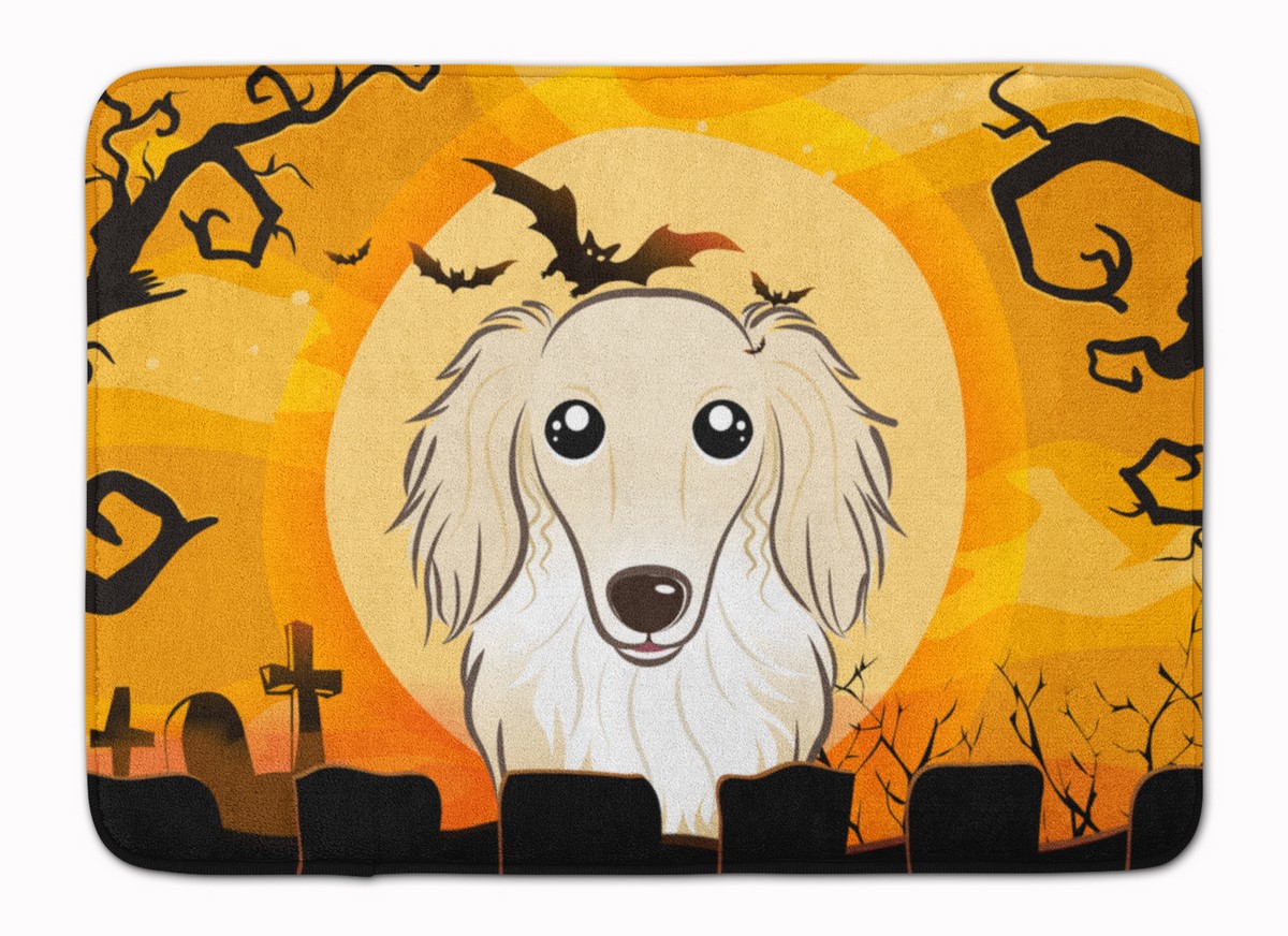 Halloween Longhair Creme Dachshund Machine Washable Memory Foam Mat