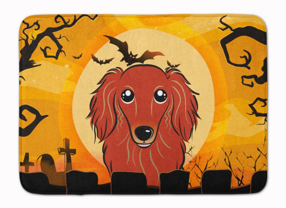 Halloween Longhair Red Dachshund Machine Washable Memory Foam Mat